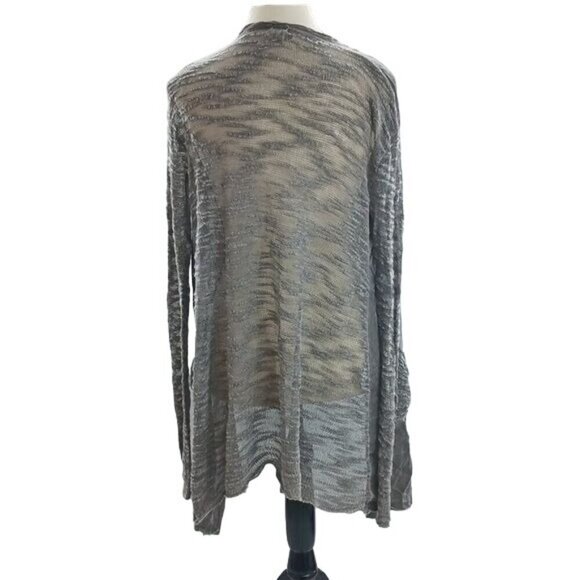 BKE Cardigan Sweater Womens S Gray Sheer Tie Front Lightweight Drape Open Long - Picture 4 of 6